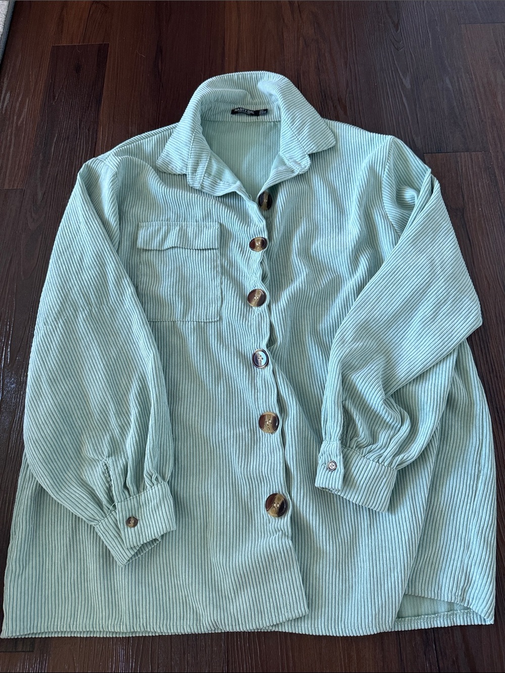 Nasty Gal Mint Green Ribbed Corduroy Crop Top